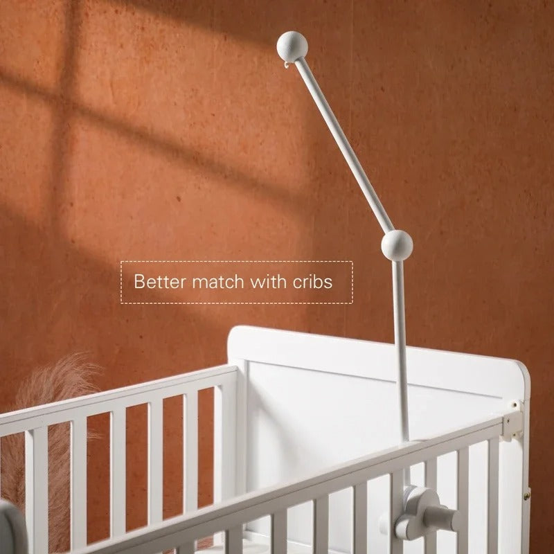 White Wooden Baby Crib Mobile Hanger With Cloud Music Box