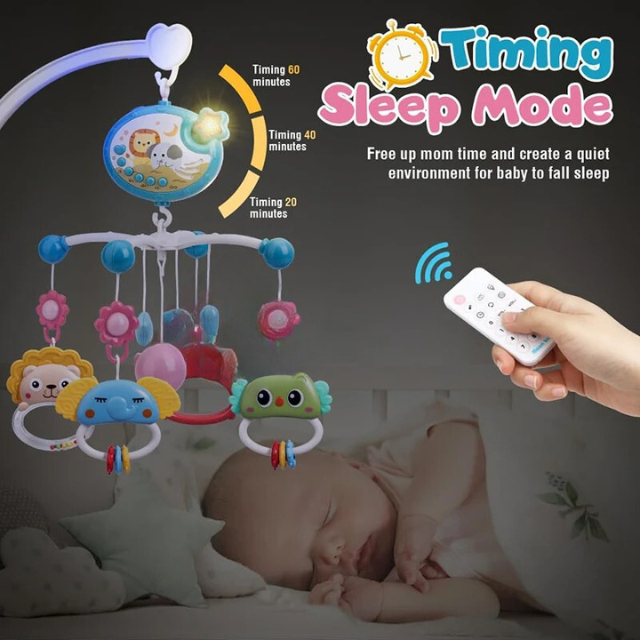 Baby Crib Mobile with Lights, Music, and Projection for Infants 0-6 Mo