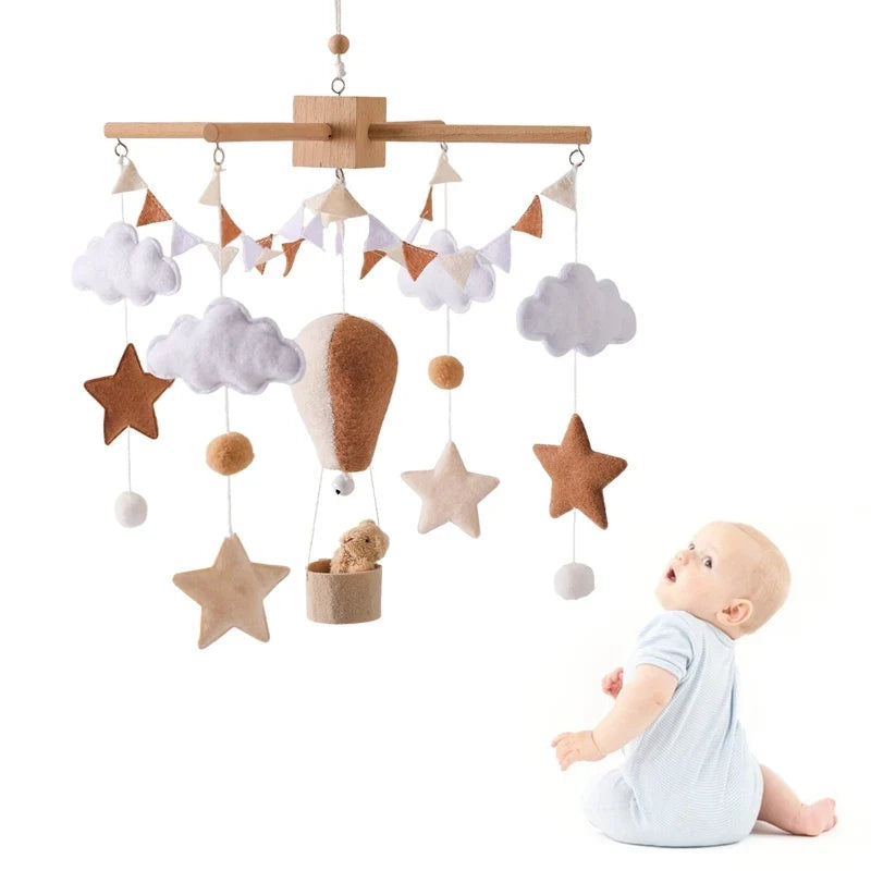 Hot Air Balloon Baby Mobile – Soft Felt Wooden Cot Mobile