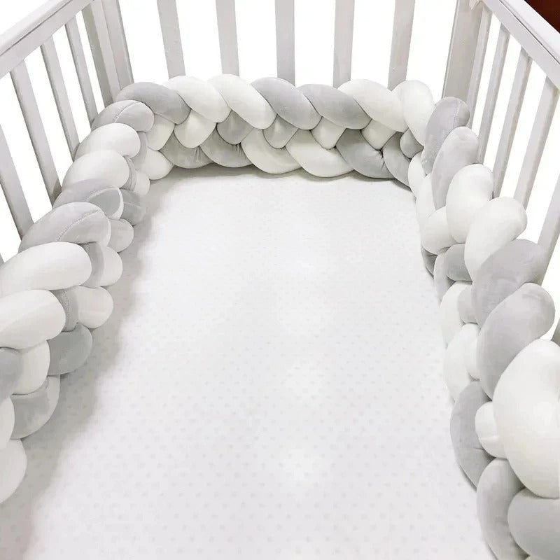 Baby Crib Protector Knot Baby Bed Bumper Weaving Plush Infant Crib Cushion For Newborns