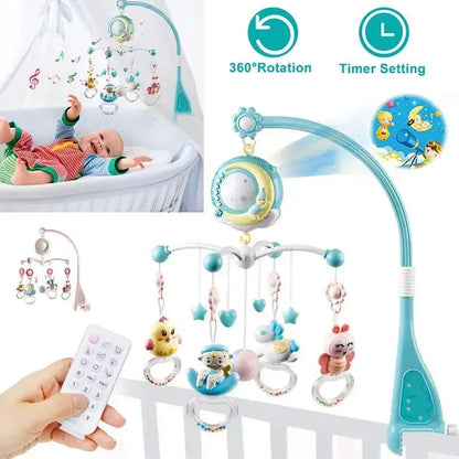 360° Rotating Baby Crib Mobile with Music - Bed Bell Holder for Baby