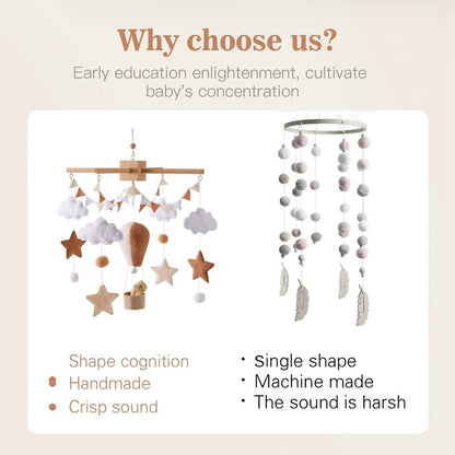Hot Air Balloon Baby Mobile – Soft Felt Wooden Cot Mobile