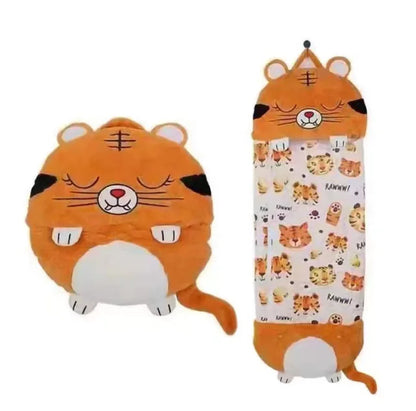 Kids Sleeping Bag with Pillow, Children's Animal Sleep Sack Boys Girls Cartoon Plush Doll Baby Pillow