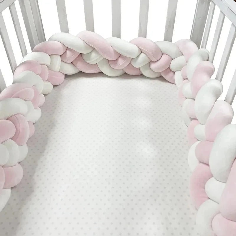 Baby Crib Protector Knot Baby Bed Bumper Weaving Plush Infant Crib Cushion For Newborns