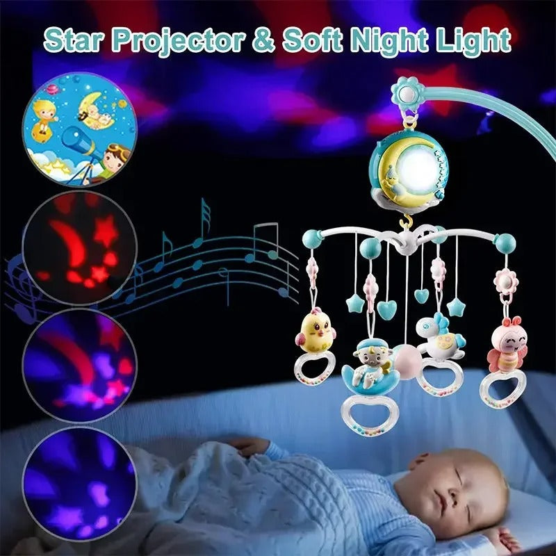 360° Rotating Baby Crib Mobile with Music - Bed Bell Holder for Baby