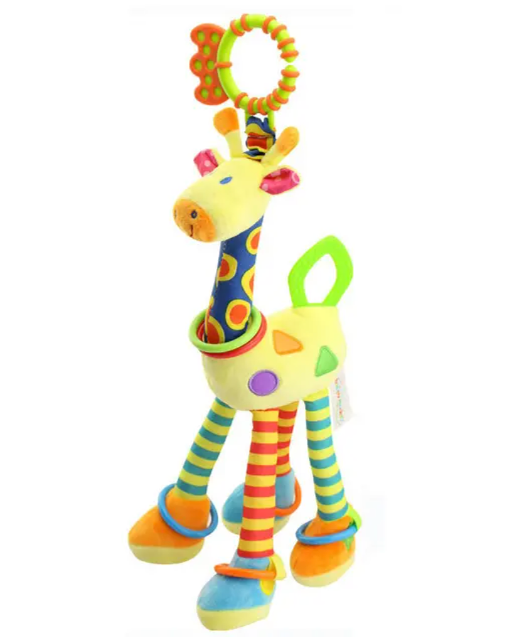 Soft Giraffe and Zebra Plush Handbell Rattles - Infant Development Handle Toys