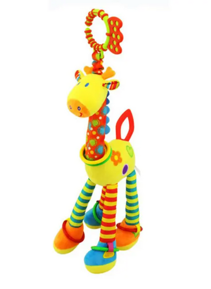 Soft Giraffe and Zebra Plush Handbell Rattles - Infant Development Handle Toys