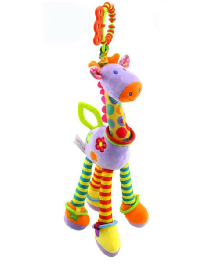 Soft Giraffe and Zebra Plush Handbell Rattles - Infant Development Handle Toys