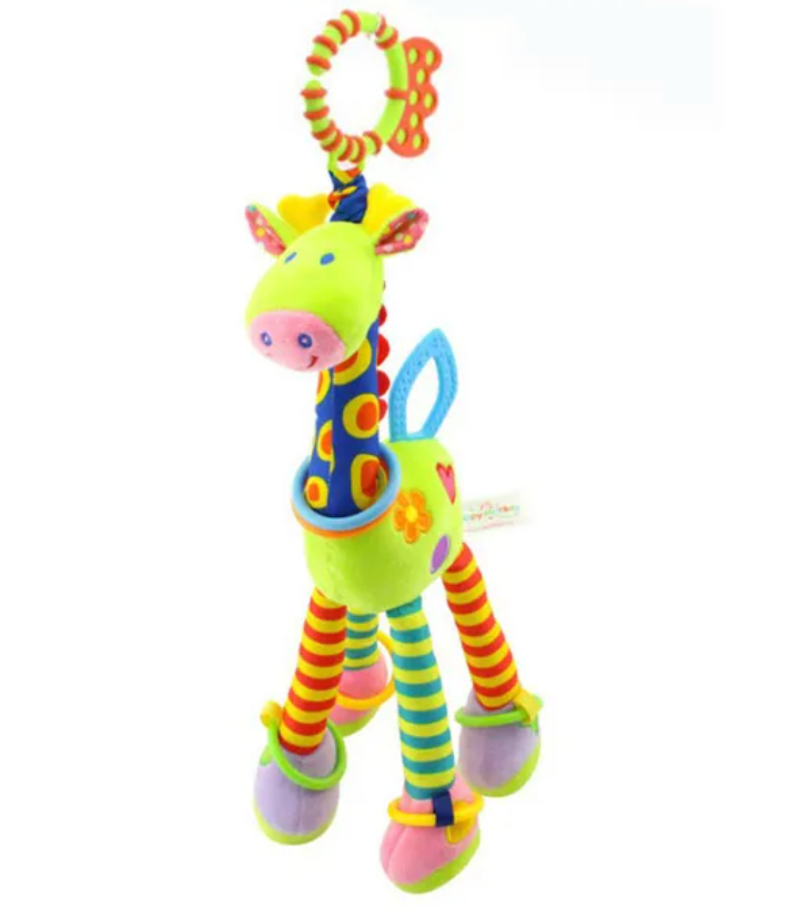 Soft Giraffe and Zebra Plush Handbell Rattles - Infant Development Handle Toys