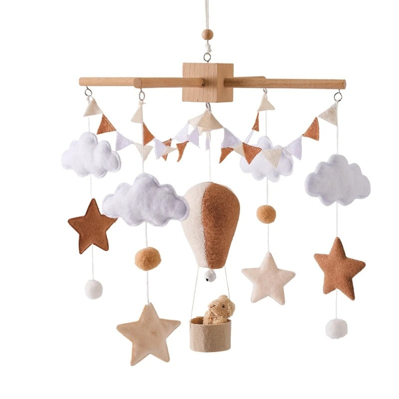 Hot Air Balloon Baby Mobile – Soft Felt Wooden Cot Mobile