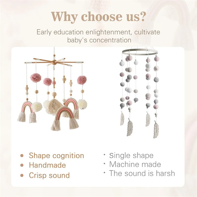 Rainbow Tassel Wooden Baby Mobile.