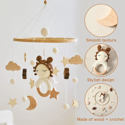 Celestial Baby Mobile – Stars, Clouds & Angel Doll Nursery Hanging