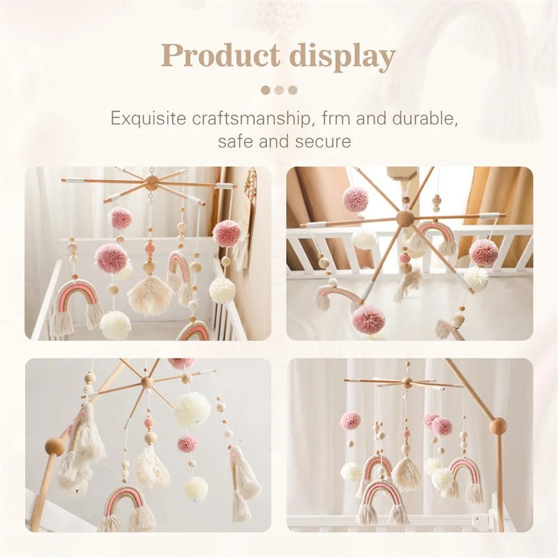 Rainbow Tassel Wooden Baby Mobile.