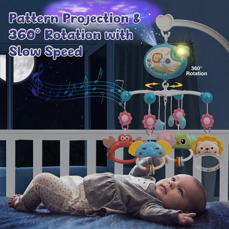 Baby Crib Mobile with Lights, Music, and Projection for Infants 0-6 Months