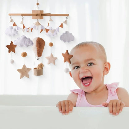 Hot Air Balloon Baby Mobile – Soft Felt Wooden Cot Mobile