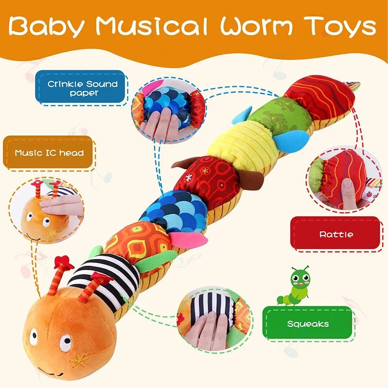 Musical Baby Rattle Caterpillar - Soft Plush Educational and Interactive Sensory Toy