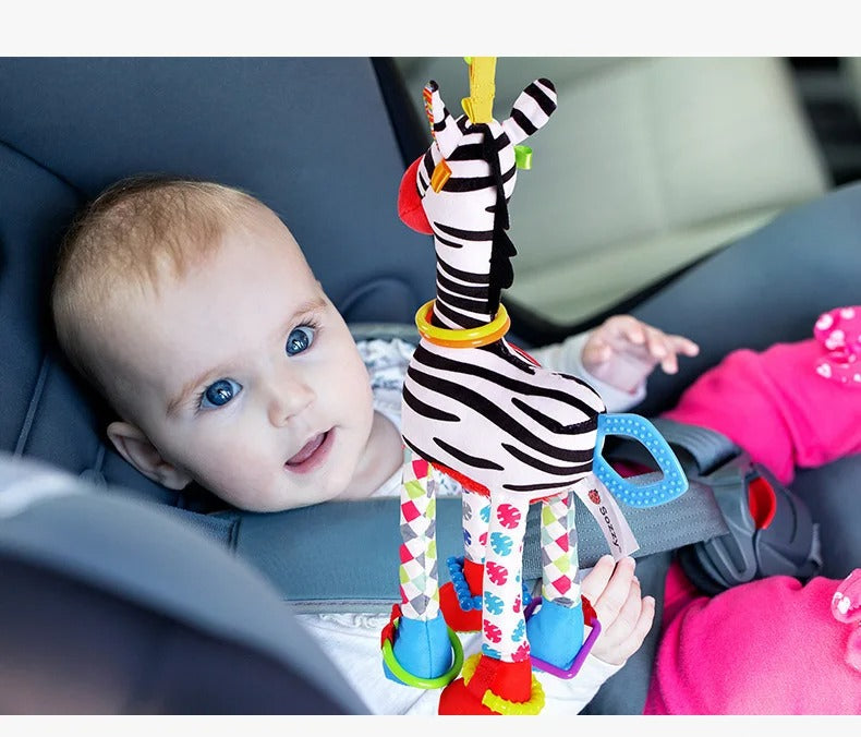 Soft Giraffe and Zebra Plush Handbell Rattles - Infant Development Handle Toys