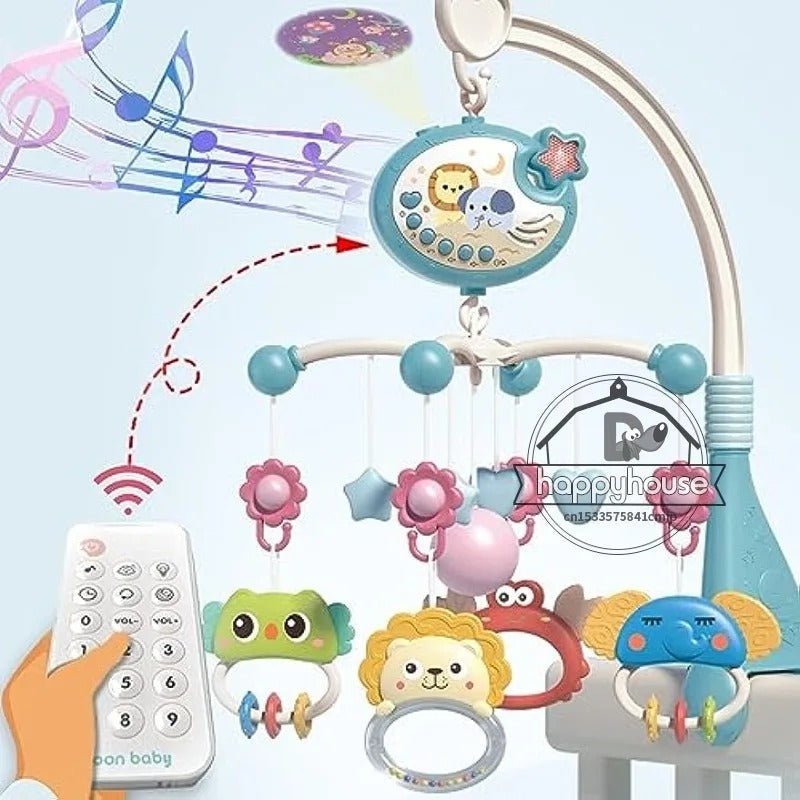 Musical Baby Crib Mobile with Lights & Music Projection – Remote Control Crib Toy for Newborns