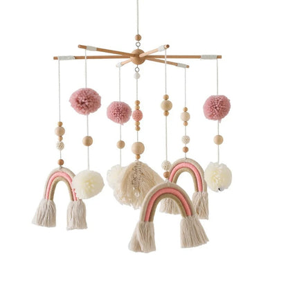 Rainbow Tassel Wooden Baby Mobile.