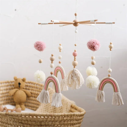Rainbow Tassel Wooden Baby Mobile.