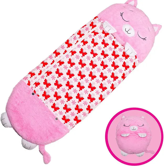 Kids Sleeping Bag with Pillow, Children's Animal Sleep Sack Boys Girls Cartoon Plush Doll Baby Pillow