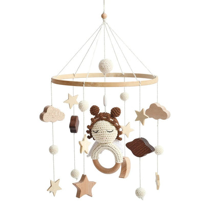 Celestial Baby Mobile – Stars, Clouds & Angel Doll Nursery Hanging