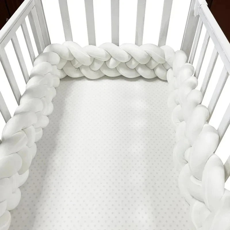 Baby Crib Protector Knot Baby Bed Bumper Weaving Plush Infant Crib Cushion For Newborns