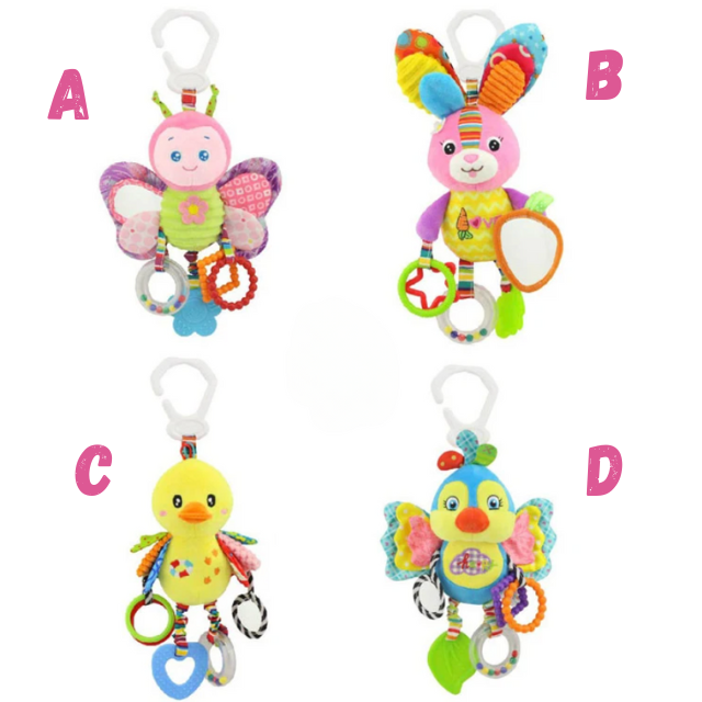 Newborn Animal Rattle Toys - Stroller Bells and Grab Training Dolls