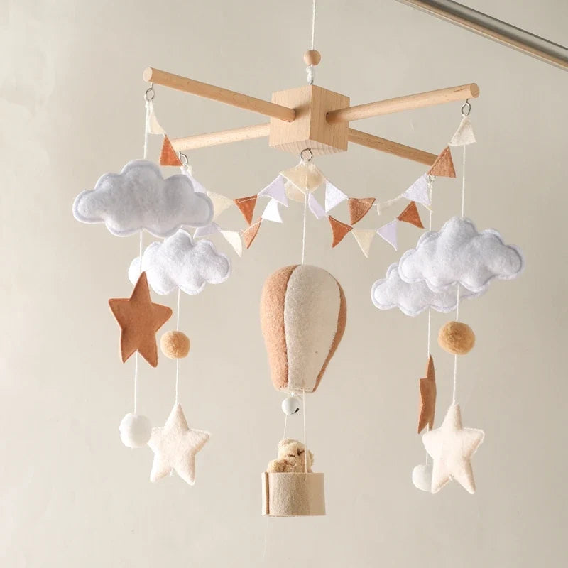 Hot Air Balloon Baby Mobile – Soft Felt Wooden Cot Mobile