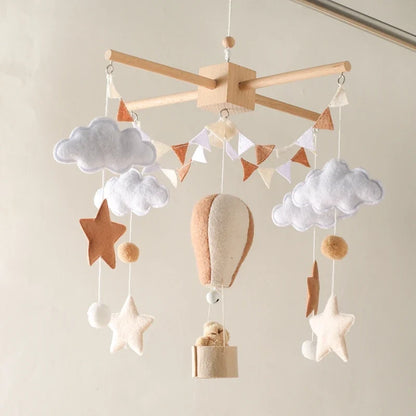 Hot Air Balloon Baby Mobile – Soft Felt Wooden Cot Mobile