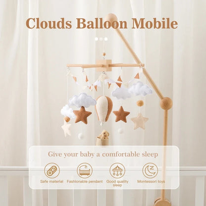 Hot Air Balloon Baby Mobile – Soft Felt Wooden Cot Mobile
