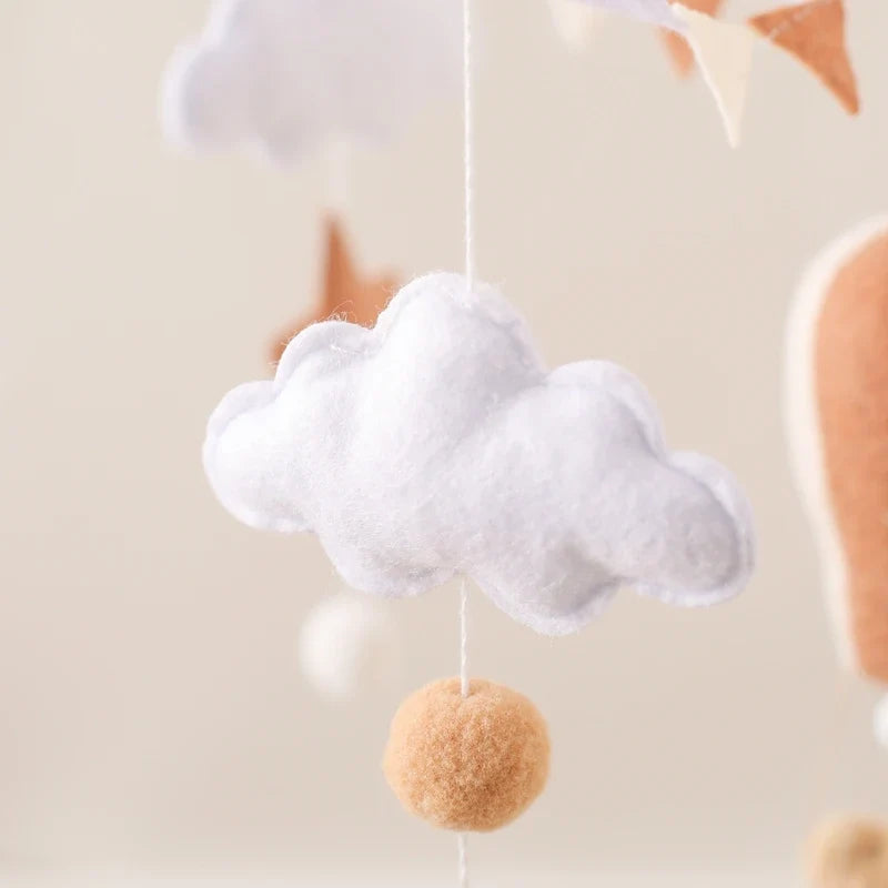 Hot Air Balloon Baby Mobile – Soft Felt Wooden Cot Mobile