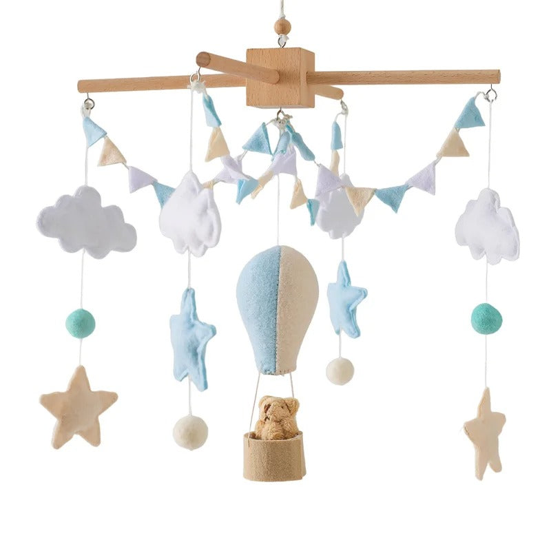 Hot Air Balloon Baby Mobile – Soft Felt Wooden Cot Mobile