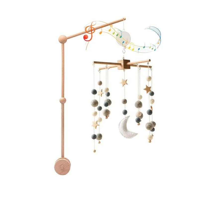 Handmade Moon and Planet Baby Crib Mobile with Rattles and Music- Toys for 0-12 Months