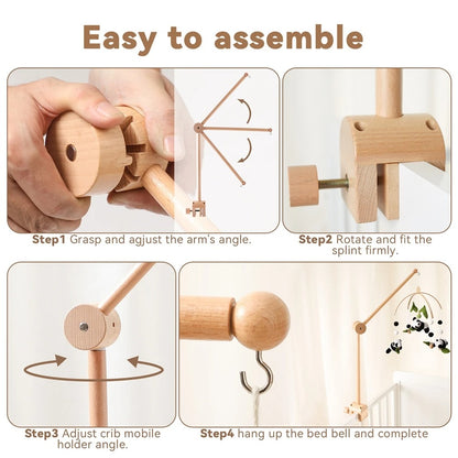 Adjustable Wooden Baby Mobile Hanger – Perfect for Cribs & Nursery Decor