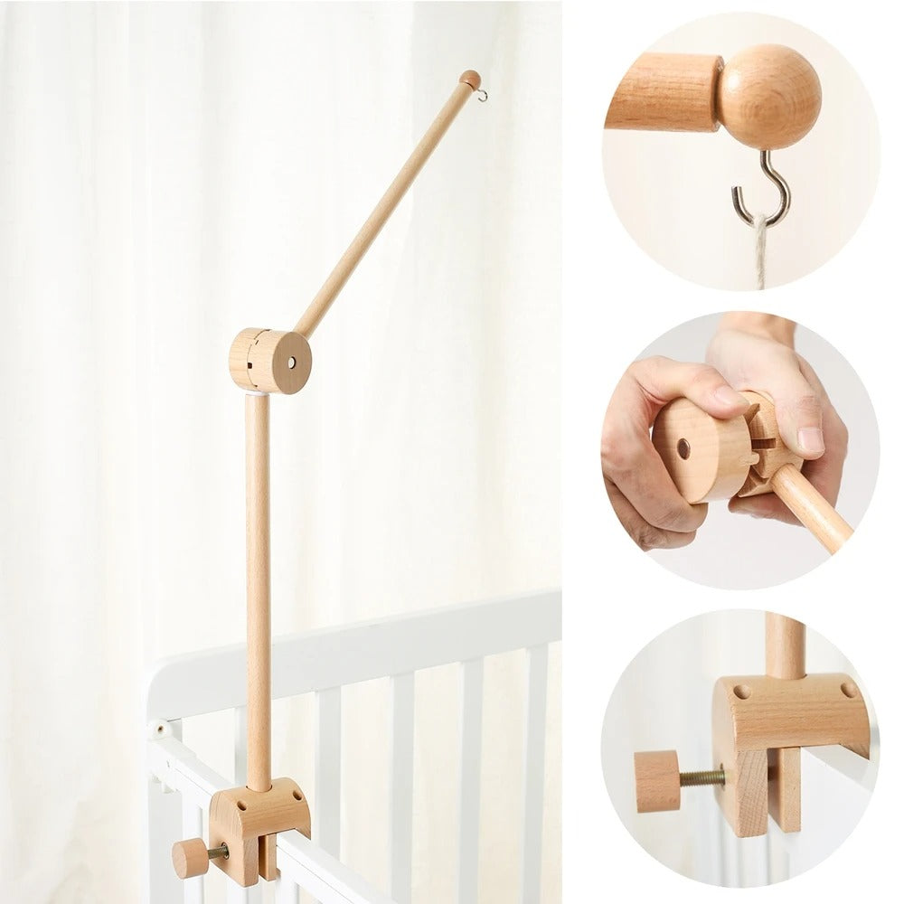 Adjustable Wooden Baby Mobile Hanger – Perfect for Cribs & Nursery Decor