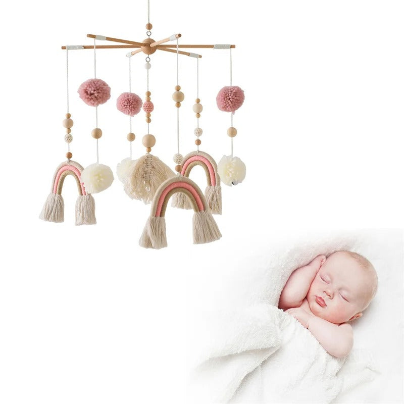 Rainbow Tassel Wooden Baby Mobile.